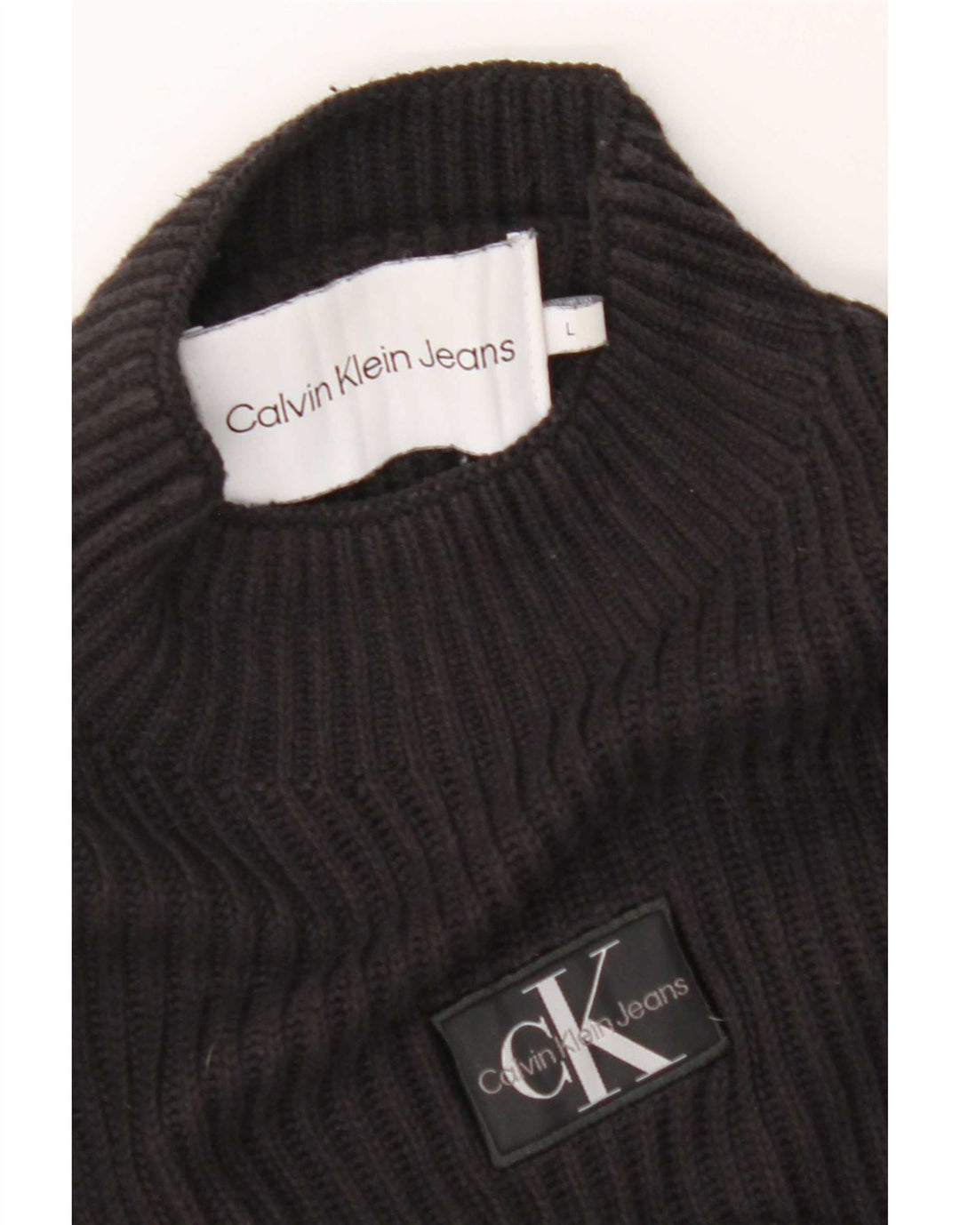 Calvin Klein Jeans Pulover pentru bărbați cu gât țestoasă, mare, negru