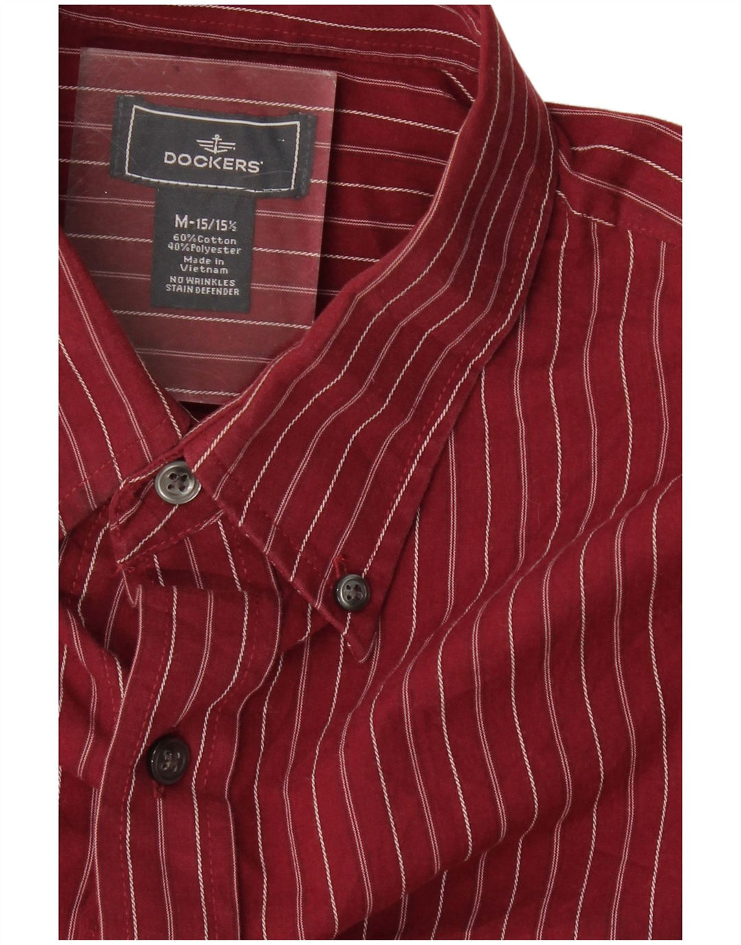 Cămașă pentru bărbați DOCKERS Mărimea 15 1/2 Medium Burgundy Pinstripe Bumbac