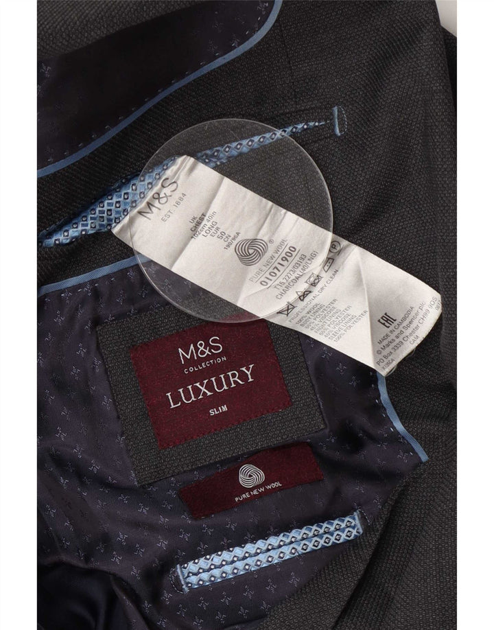 Jachetă pentru bărbați Marks & Spencer, lungă, cu 2 nasturi, slim fit, UK 40, gri mediu