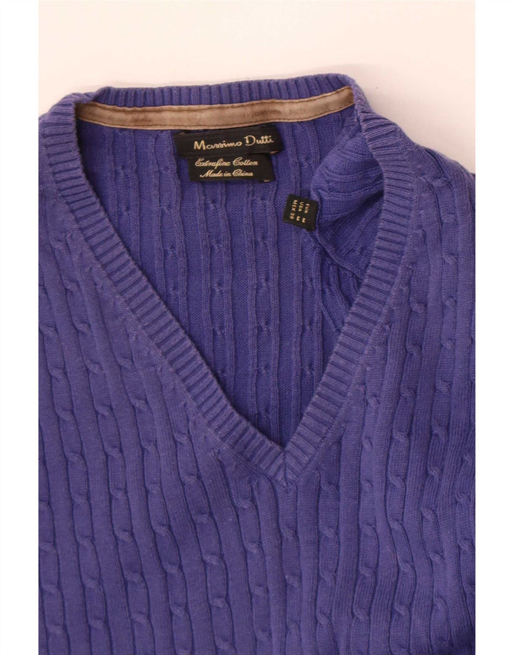 Pulover cu decolteu în V Massimo Dutti pentru femei UK 12 Medium Bleumarin