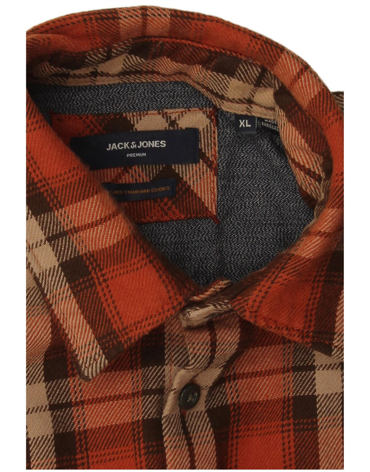 Cămașă Jack & Jones pentru bărbați din flanel XL portocaliu din bumbac