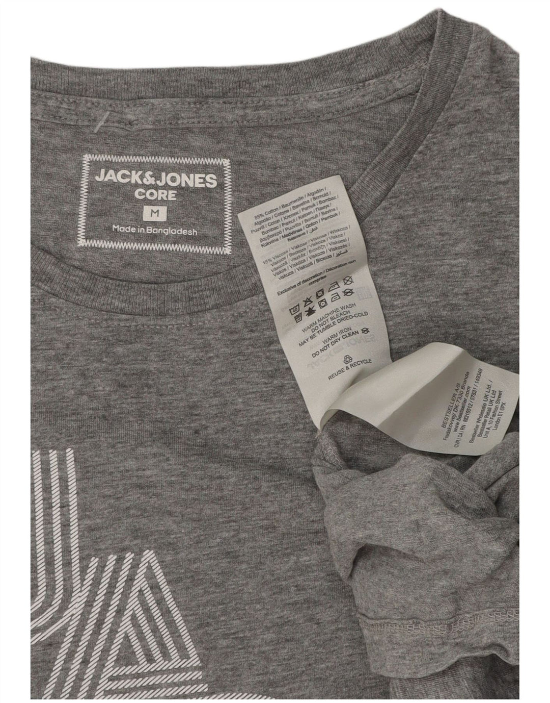 Tricou cu grafic Jack & Jones pentru bărbați Top din bumbac cu pete gri mediu