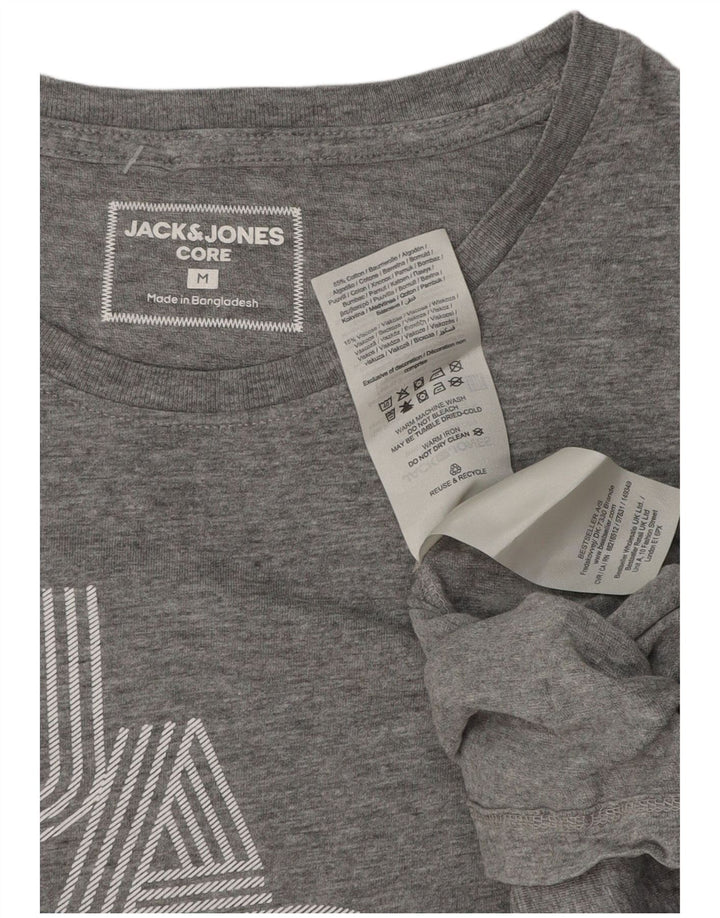 Tricou cu grafic Jack & Jones pentru bărbați Top din bumbac cu pete gri mediu