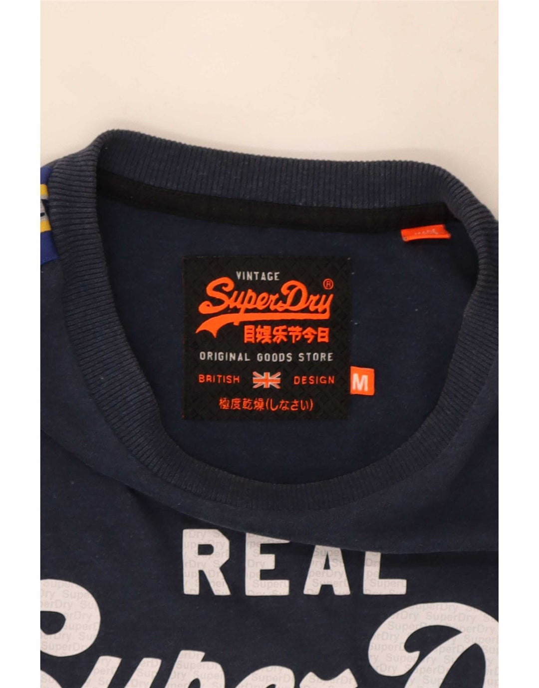 Tricou grafic pentru bărbați Superdry cu mânecă lungă, mediu bleumarin