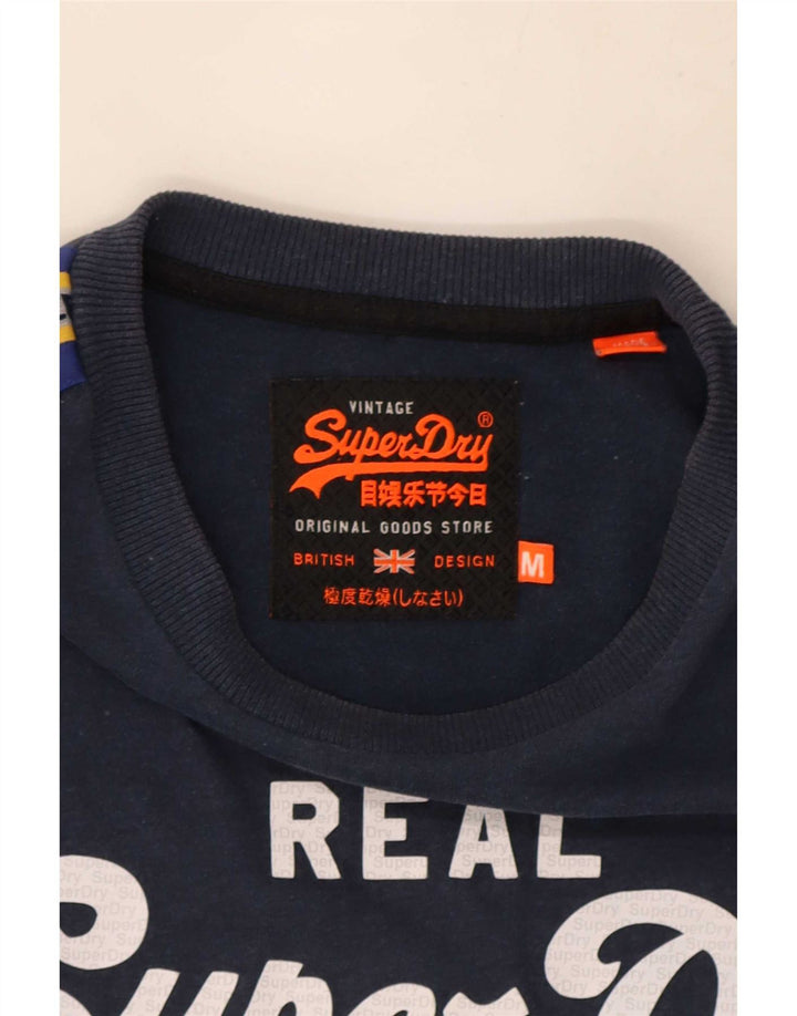 Tricou grafic pentru bărbați Superdry cu mânecă lungă, mediu bleumarin