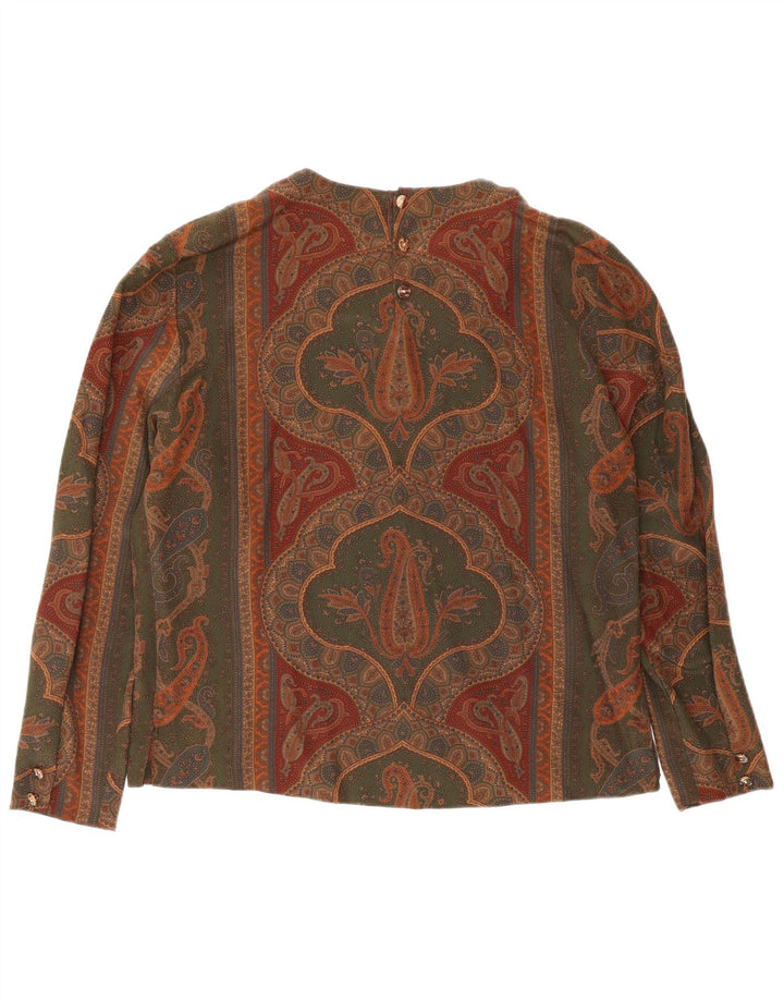 Bluză Vintage Femei Top IT 46 Mare Gri Paisley Mătase