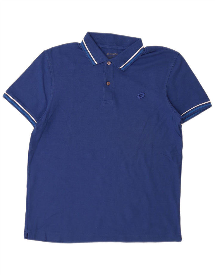 Tricou polo pentru bărbați Lotto, bumbac albastru mediu
