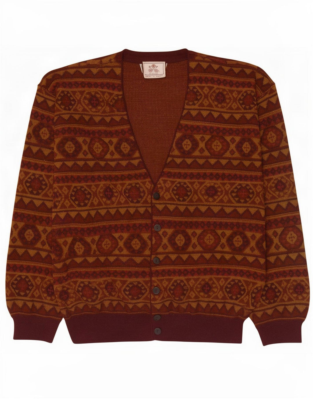 Pulover cardigan pentru bărbați De Pietri XL maro geometric
