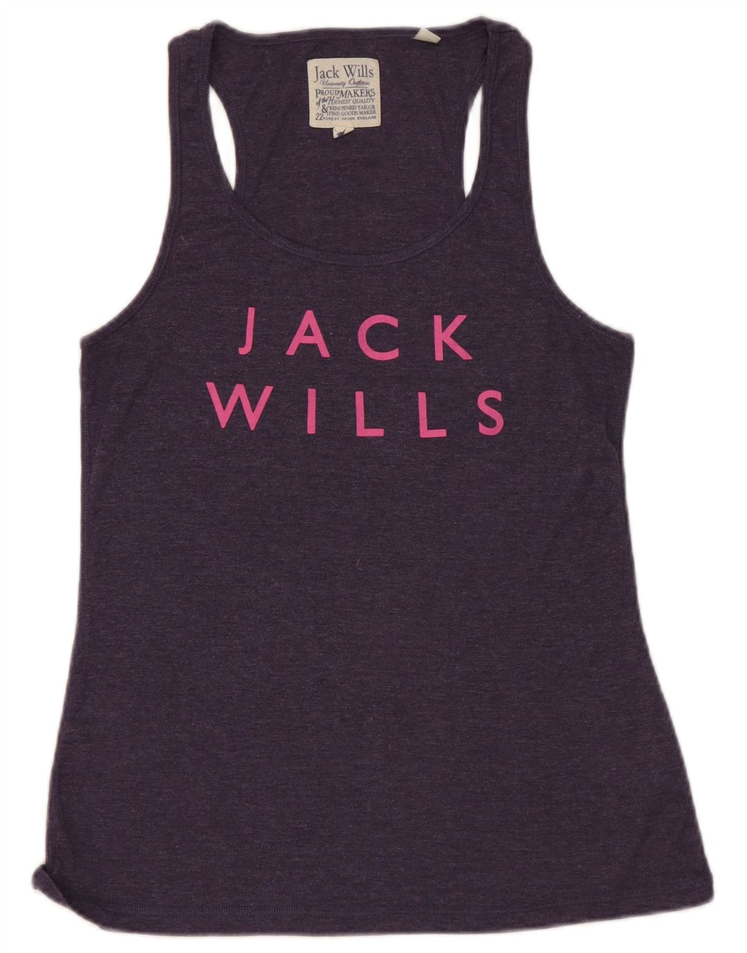 Jack Wills Femei Graphic Vest Vest Top UK 14 Medium Bleumarin Bumbac