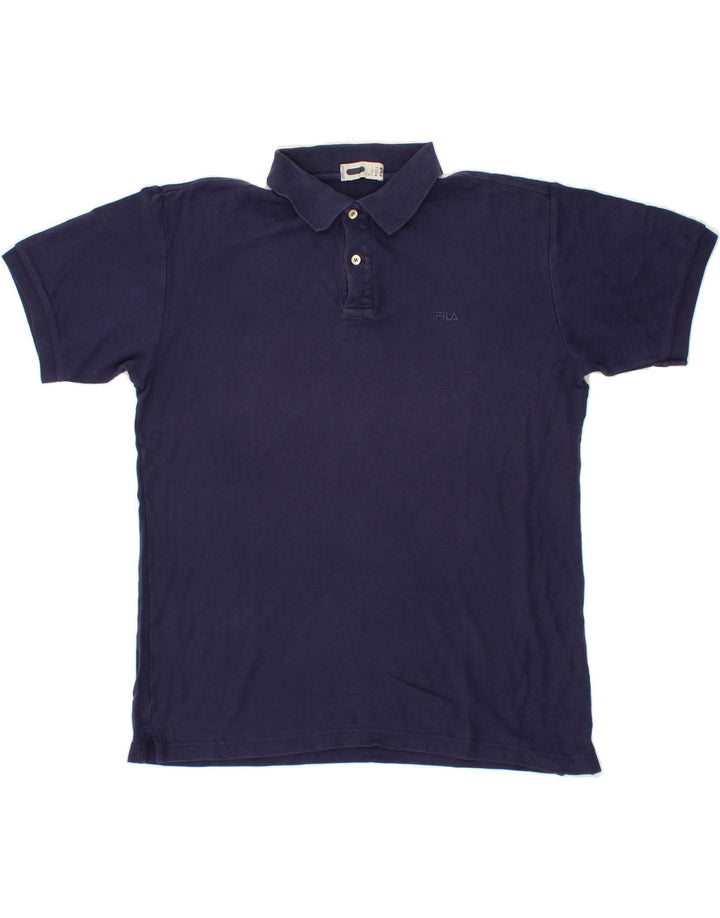 FILA Mens Polo Shirt IT 52 Large Navy Blue Cotton Vintage Fila and Second-Hand Fila from Messina Hembry 