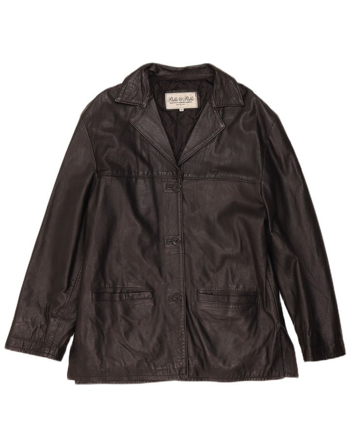 Jachetă de piele vintage pentru femei UK 14 Medium Black Leather