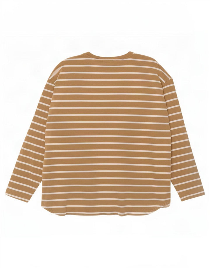 Top supradimensionat pentru femei Gap cu mânecă lungă Marea Britanie 20 2XL, bej, cu dungi