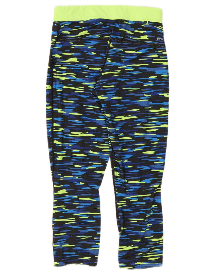 Leggings capri Nike Dri Fit pentru femei UK 10 Small Blue Camuflage Poliester