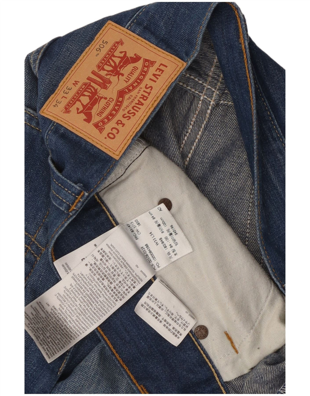 Blugi drepti pentru bărbați Levi's 506 W33 L34 Bumbac albastru