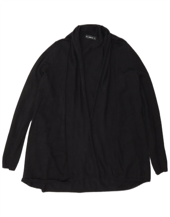 Pulover cardigan deschis pentru femei Zara UK 14 mare, negru, viscoză