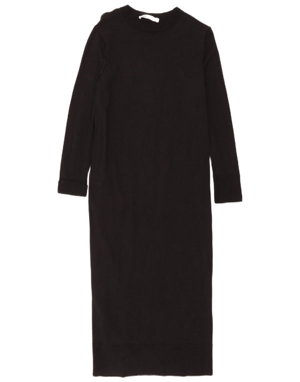 Rochie pulover cu mânecă lungă pentru femei Zara UK 8 Mic Negru Viscoză