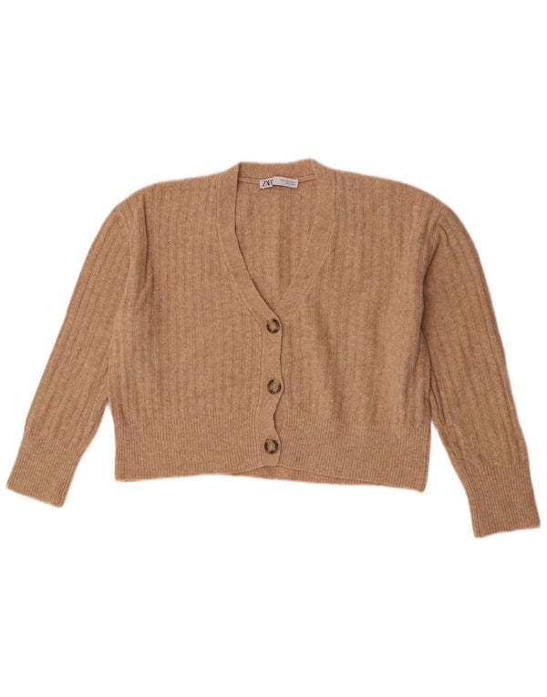 Pulover cardigan supradimensionat pentru femei Zara UK 10 Mic Bej Acrilic