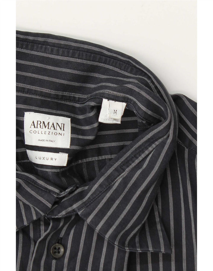Cămașă pentru bărbați Armani Collezioni, bumbac cu dungi gri medii
