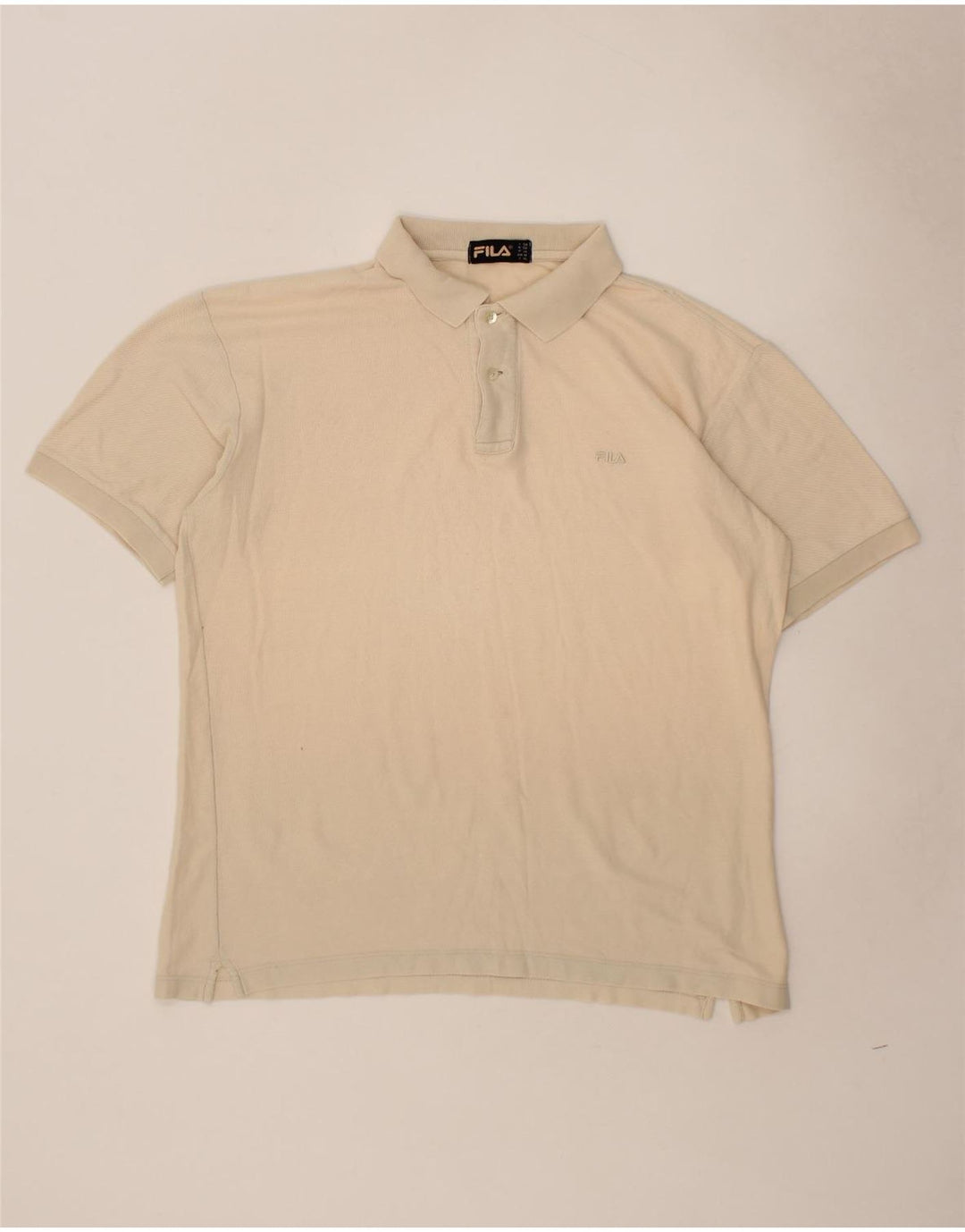 FILA Mens Polo Shirt Medium Beige Cotton Vintage Fila and Second-Hand Fila from Messina Hembry 