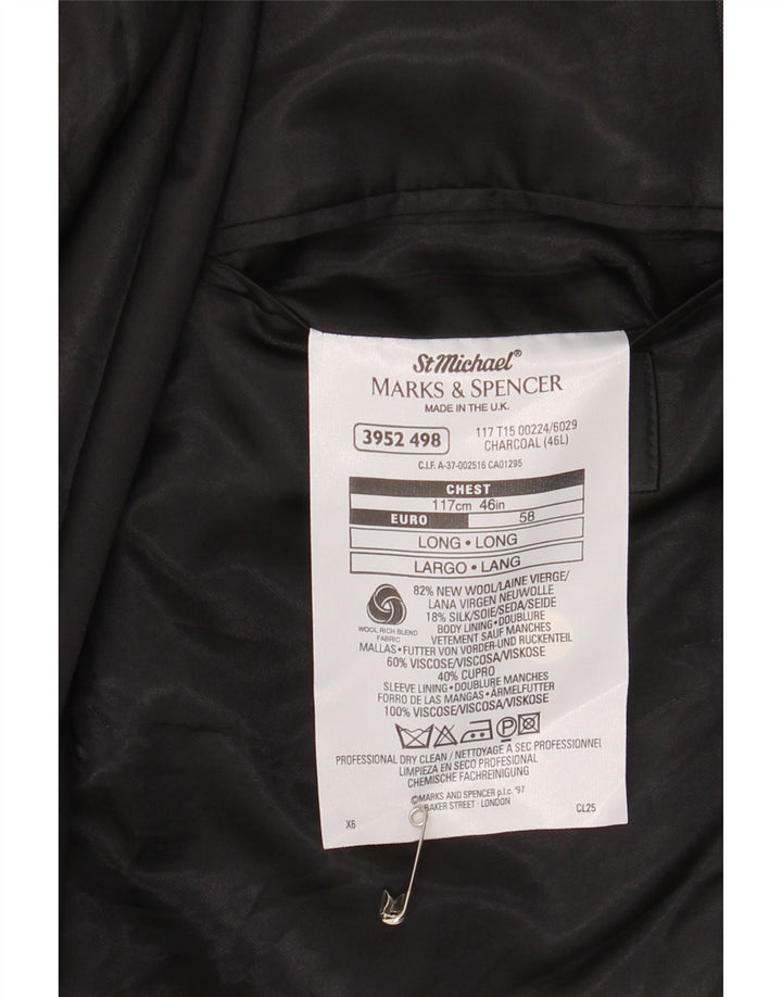 Jachetă pentru bărbați Marks & Spencer, lungă cu 2 nasturi, UK 46 XL, lână nouă, gri