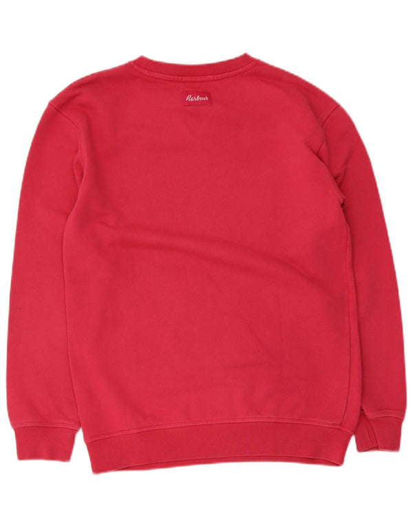 Pulover cu grafic pentru fete Barbour 12-13 ani XL bumbac roz
