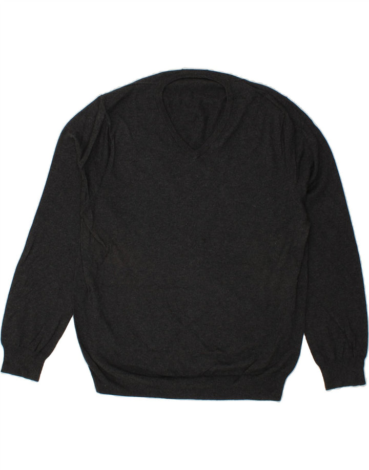 J. CREW Mens V-Neck Jumper Sweater XL Grey Cotton Vintage J. Crew and Second-Hand J. Crew from Messina Hembry 