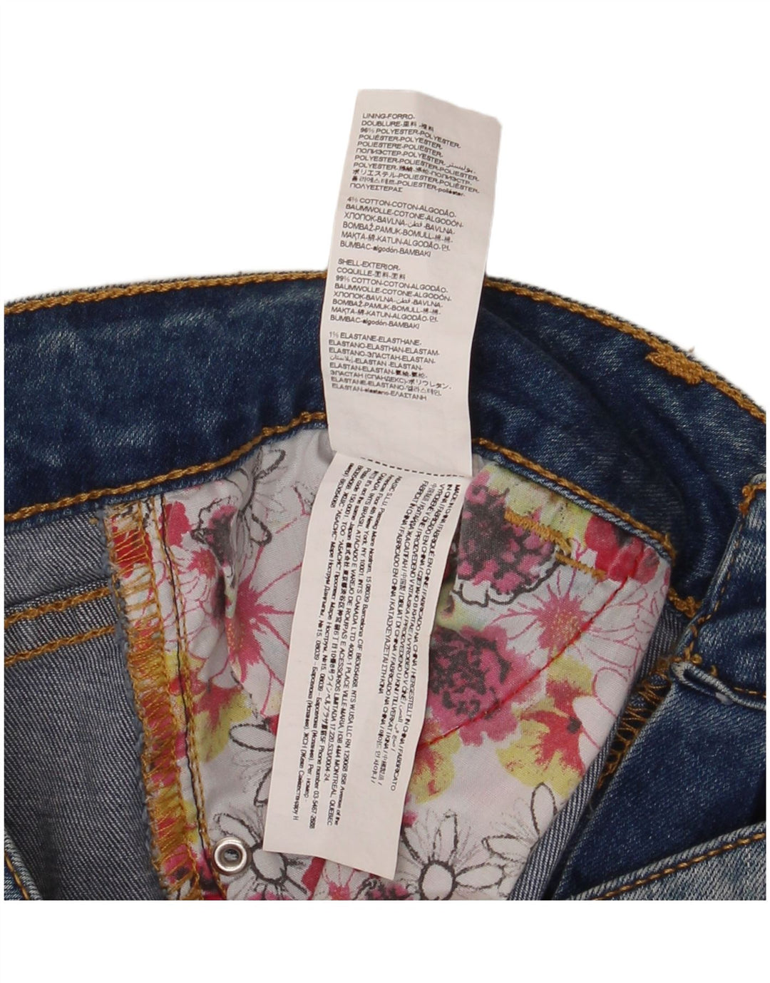 Fusta Desigual Femei Denim EU 38 Medium W30 Poliester Floral Albastru