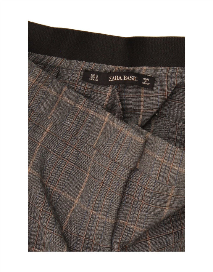ZARA Womens Slim Chino Trousers Small W26 L27 Grey Check Vintage Zara and Second-Hand Zara from Messina Hembry 