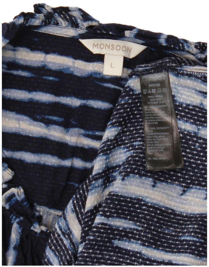 Bluză pentru femei Monsoon cu model abstract, Marea Britanie 14, vascoză mare, bleumarin
