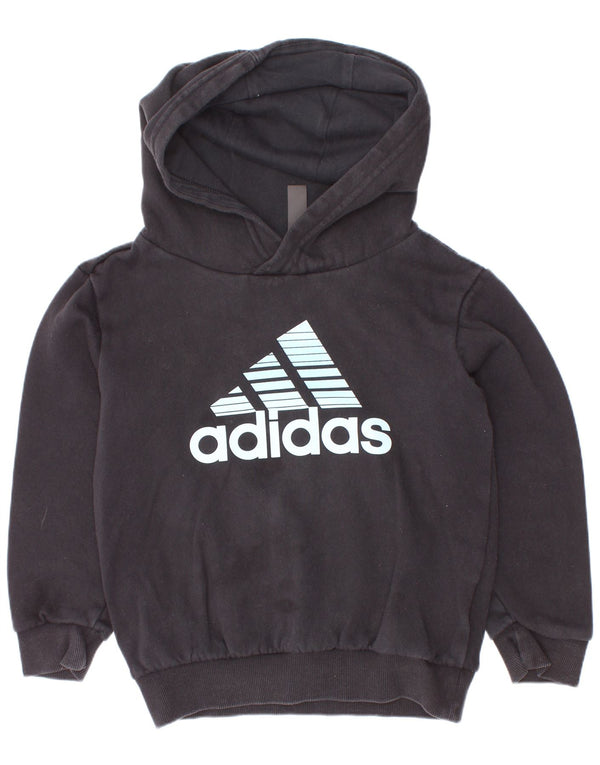 Adidas Băieți Graphic Hoodie Jumper 6-7 Ani Bumbac Negru