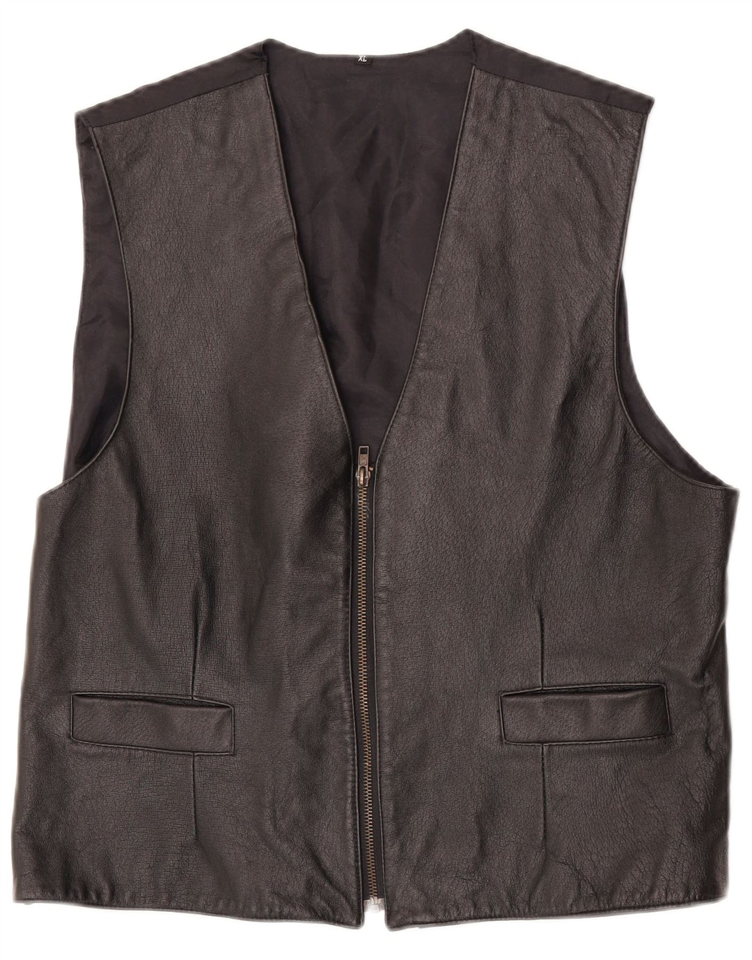 Vestă din piele vintage pentru bărbați XL din piele neagră