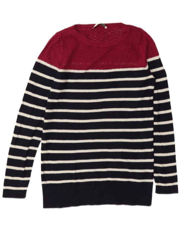 Pulover Oasis pentru femei cu gât de barcă, UK 6 XS, bumbac cu dungi bleumarin