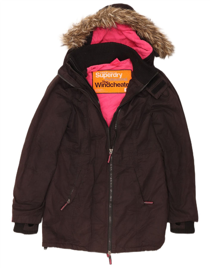 Jachetă parka cu glugă Superdry Windcheater pentru femei UK 14 Medium Black