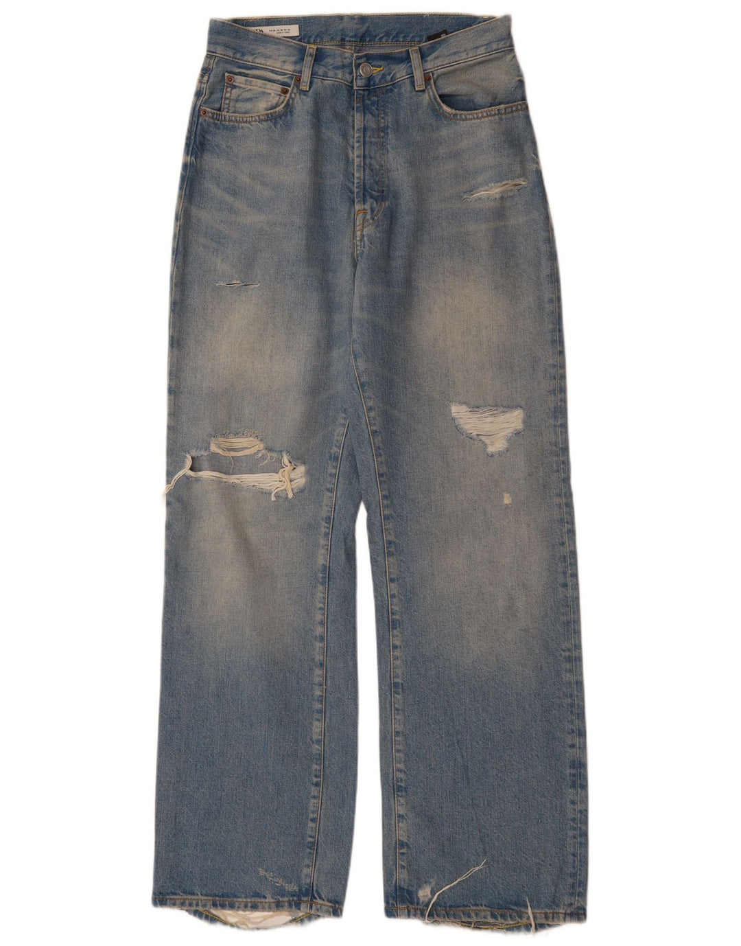 Blugi Distressed Straight ZARA pentru bărbați EU 38 Mici L30 L33 Albastru