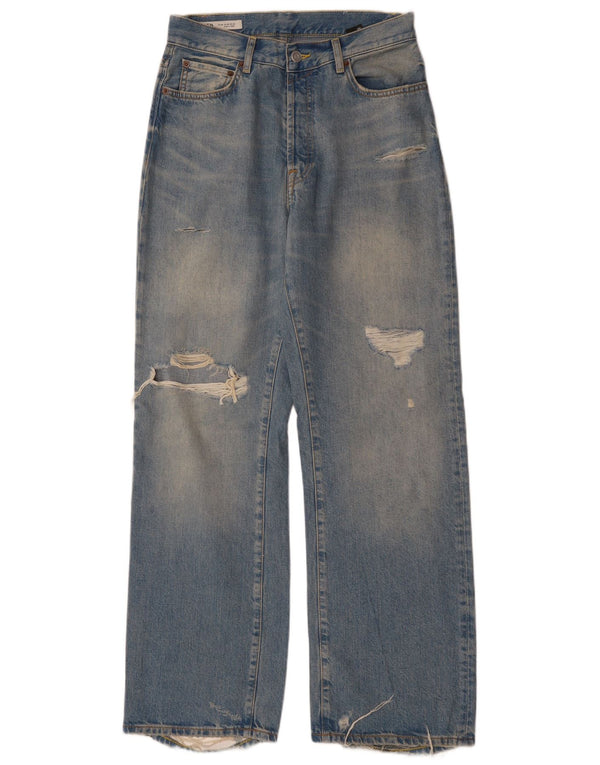 Blugi Distressed Straight ZARA pentru bărbați EU 38 Mici L30 L33 Albastru