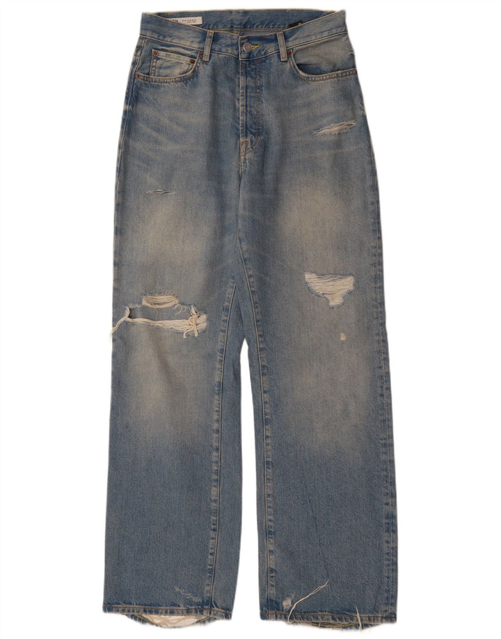Blugi Distressed Straight ZARA pentru bărbați EU 38 Mici L30 L33 Albastru
