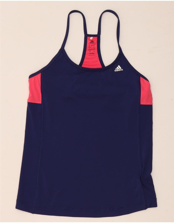 Top Vest Climalite pentru femei Adidas UK 12/14 Medium Bleumarin Colorblock