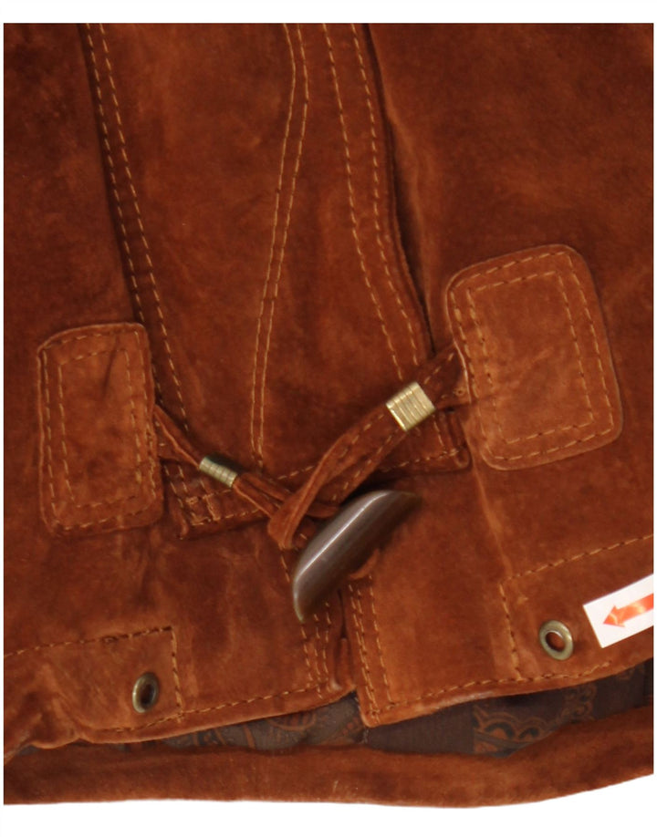 Palton supradimensionat din piele intoarsa pentru femei Michel IT 50 XL din piele maro