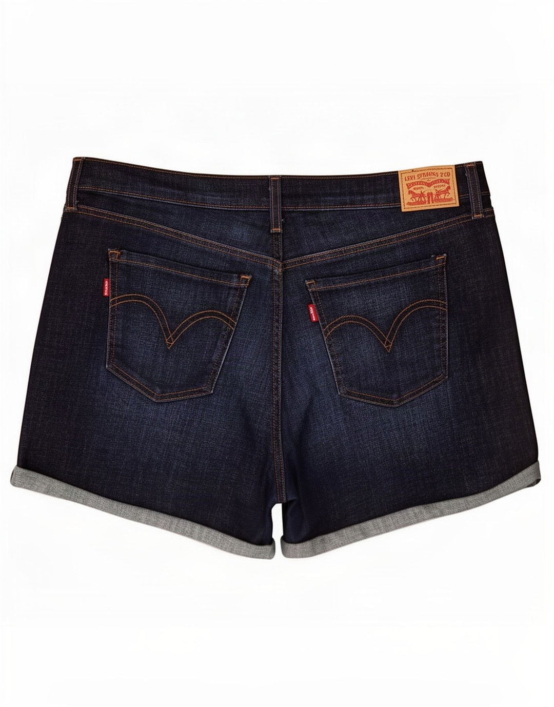 Pantaloni scurți din denim cu talie medie pentru femei Levi's W33, bumbac mare, albastru bleumarin