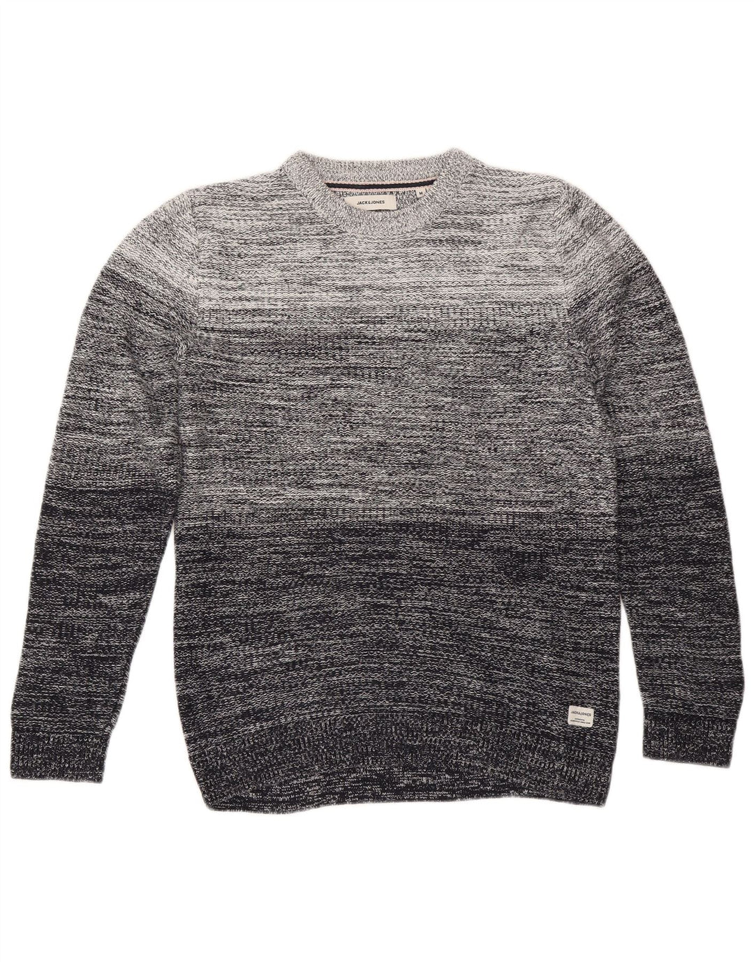 Pulover Jack & Jones pentru bărbați cu gât roșu, bumbac cu dungi, gri mediu