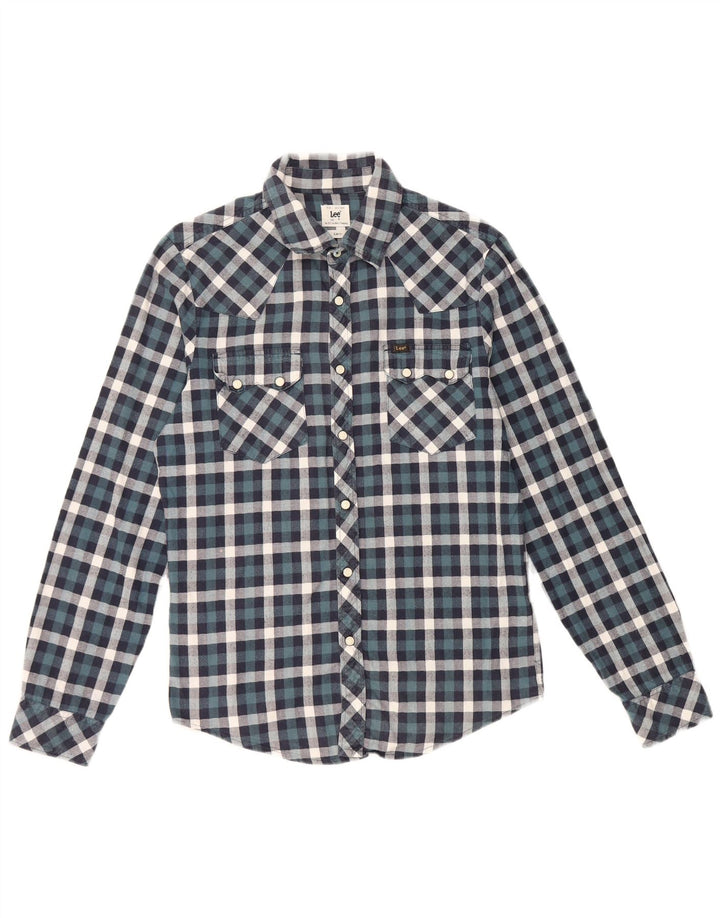 Cămașă Lee Slim Fit pentru bărbați, bumbac cu carouri albastre mici