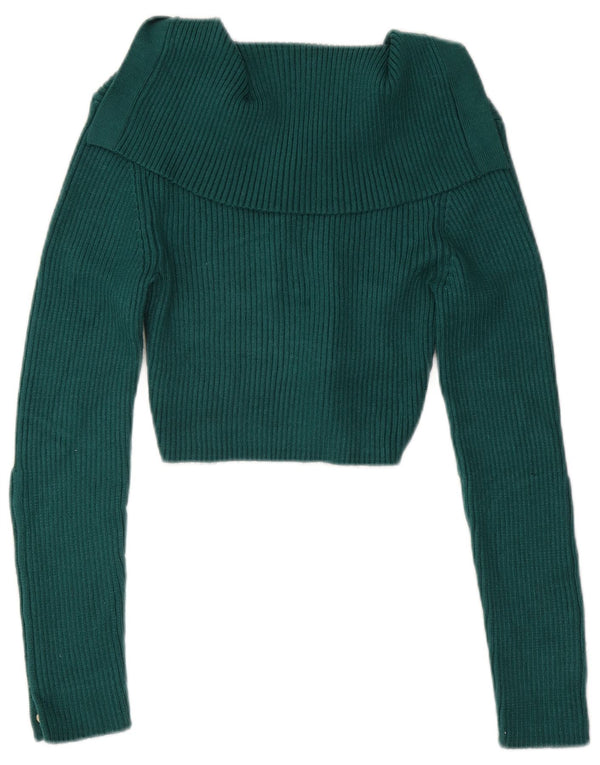 Pulover Pulover Crop pentru Gât Polo Femei Zara UK 12 Viscoză Verde Mediu