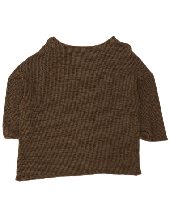 Top supradimensionat pentru femei Zara cu mâneci 3/4 UK 14 Medium Khaki Viscose