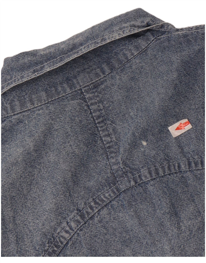 Cămașă vintage de denim supradimensionată pentru femei UK 14, bumbac albastru mediu