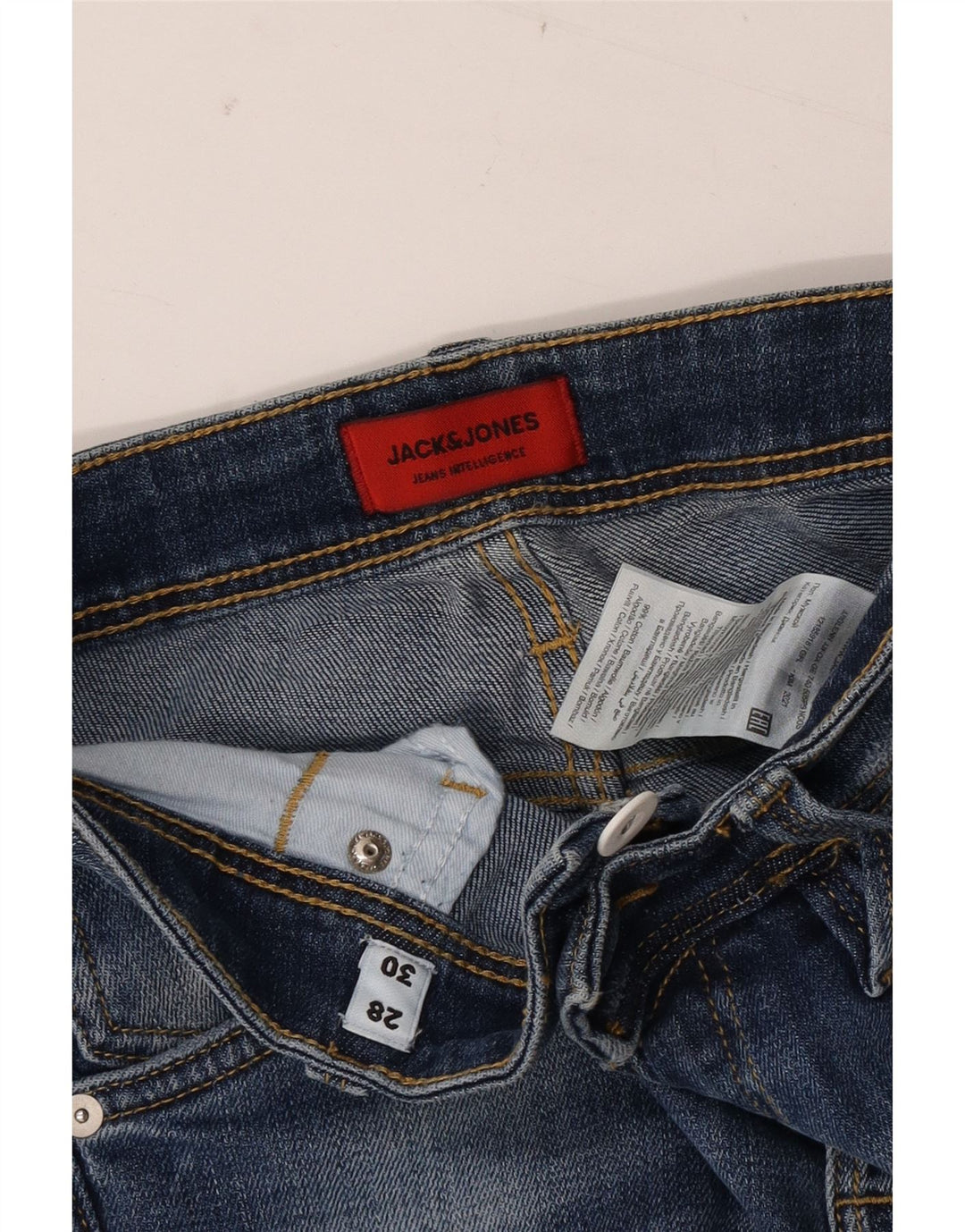 Blugi slim pentru bărbați Jack & Jones Distressed W28 L30 Bumbac albastru