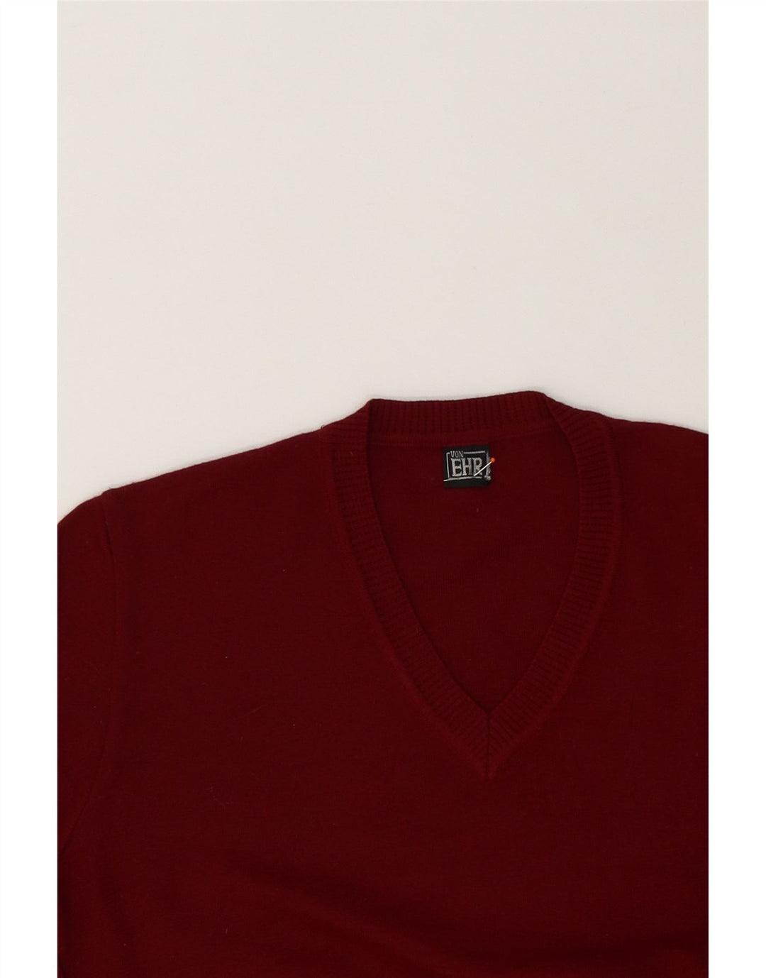 VINTAGE Womens V-Neck Jumper Sweater UK 16 Large Red Wool Vintage Vintage and Second-Hand Vintage from Messina Hembry 