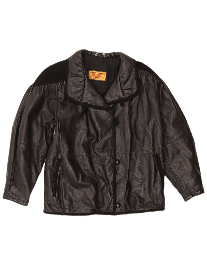 Jachetă de piele vintage pentru femei UK 18 XL din piele neagră