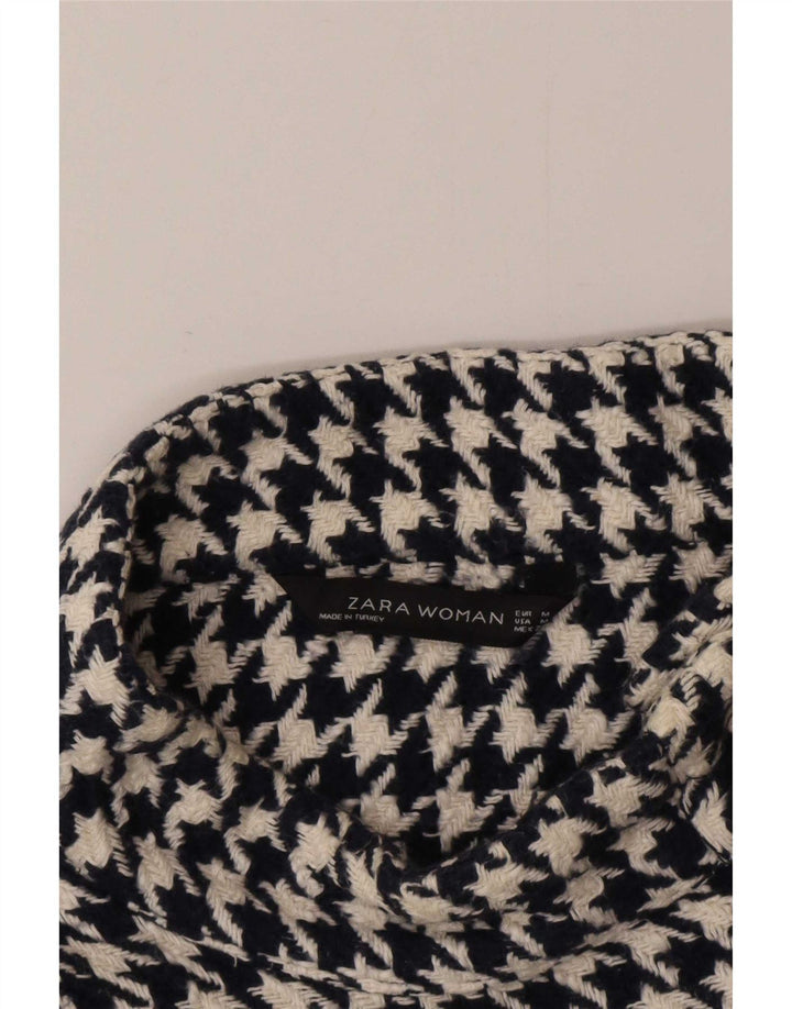 Pulover pentru femei Zara, cu gât cu nasturi, UK 14 Medium Black Houndstooth