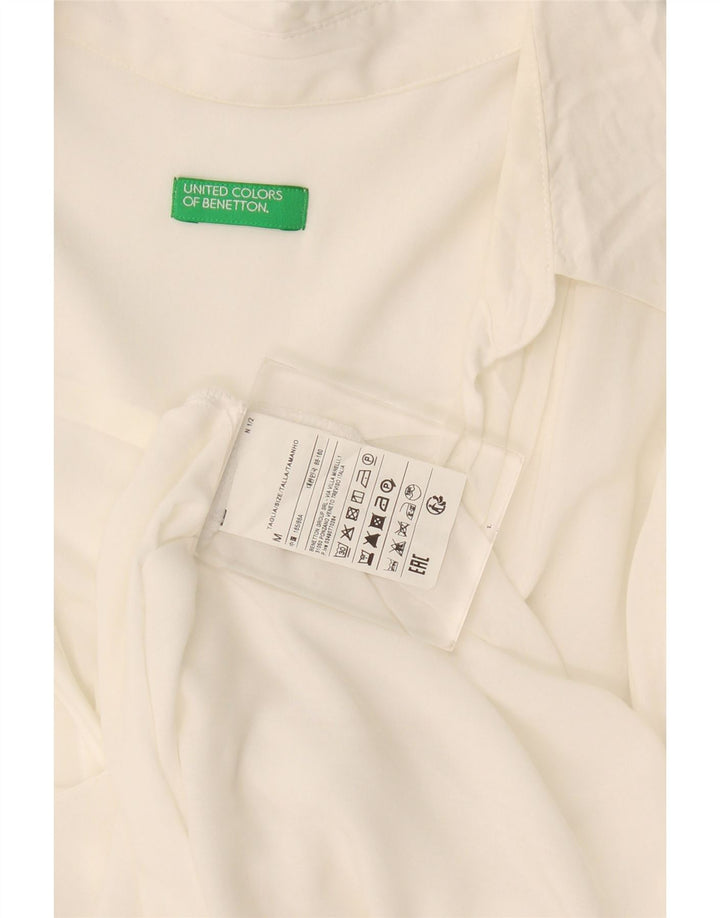 Bluză cămașă supradimensionată pentru femei Benetton UK 14 Medium White Viscose