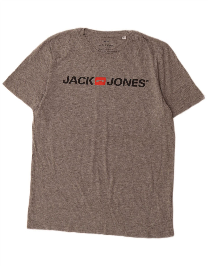 Tricou grafic Jack & Jones pentru bărbați Top mare din bumbac gri